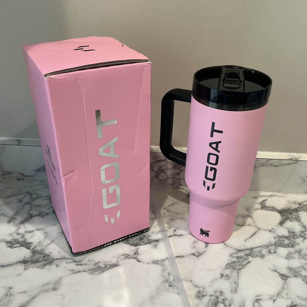Stanley Messi GOAT Travel Mug Pink with Black Handle